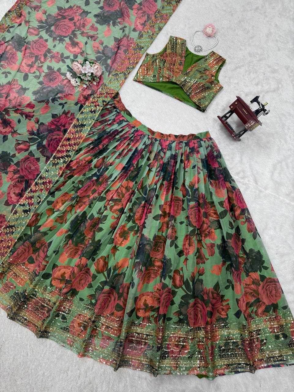 Organza Thread Work Lehenga - MYLUXURY LANE ENTERPRISE
